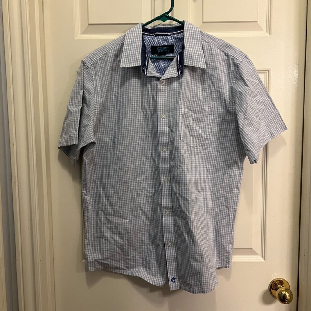 Cody James Core Men’s White & Blue Pattern Short Sleeve Western Shirt Medium